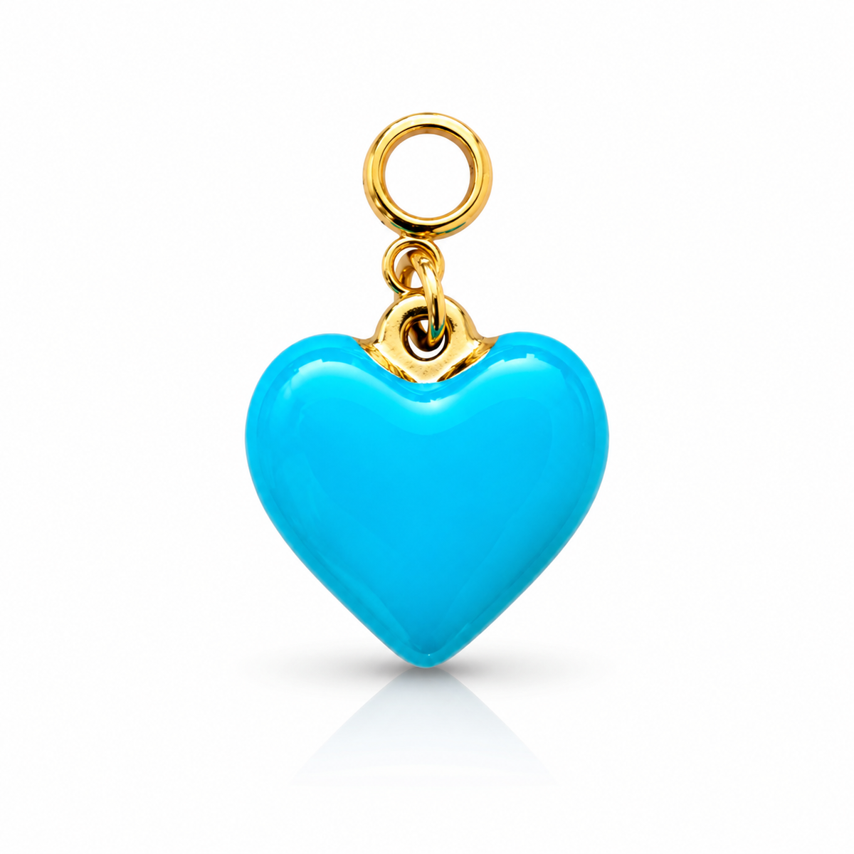 ENAMEL HEART CHARM WITH EVIL EYE | Blue & Gold