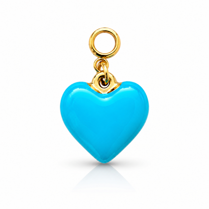ENAMEL HEART CHARM WITH EVIL EYE | Blue & Gold